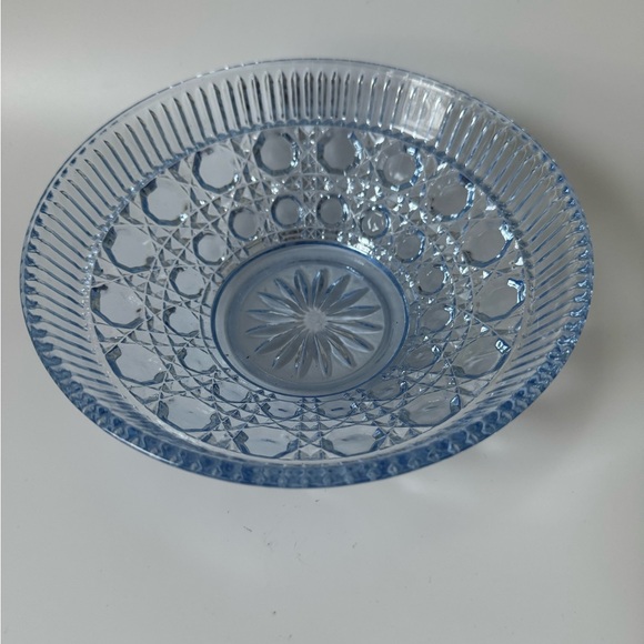 Vintage atlas glass light blue caned wicker pattern bowl - Picture 4 of 8